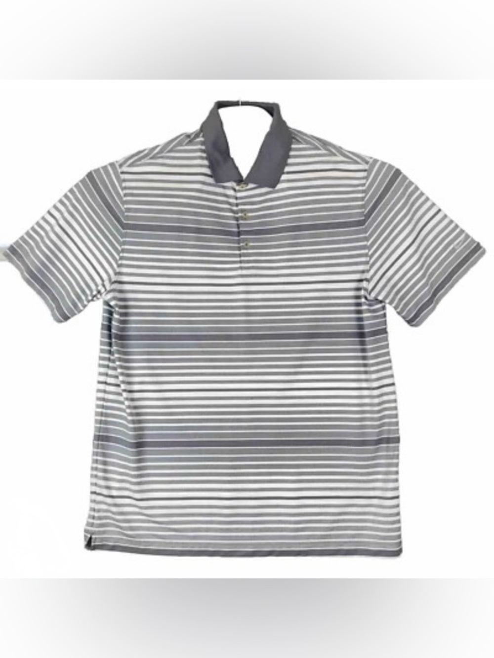 Nike Gray and White Striped Polo Shirt